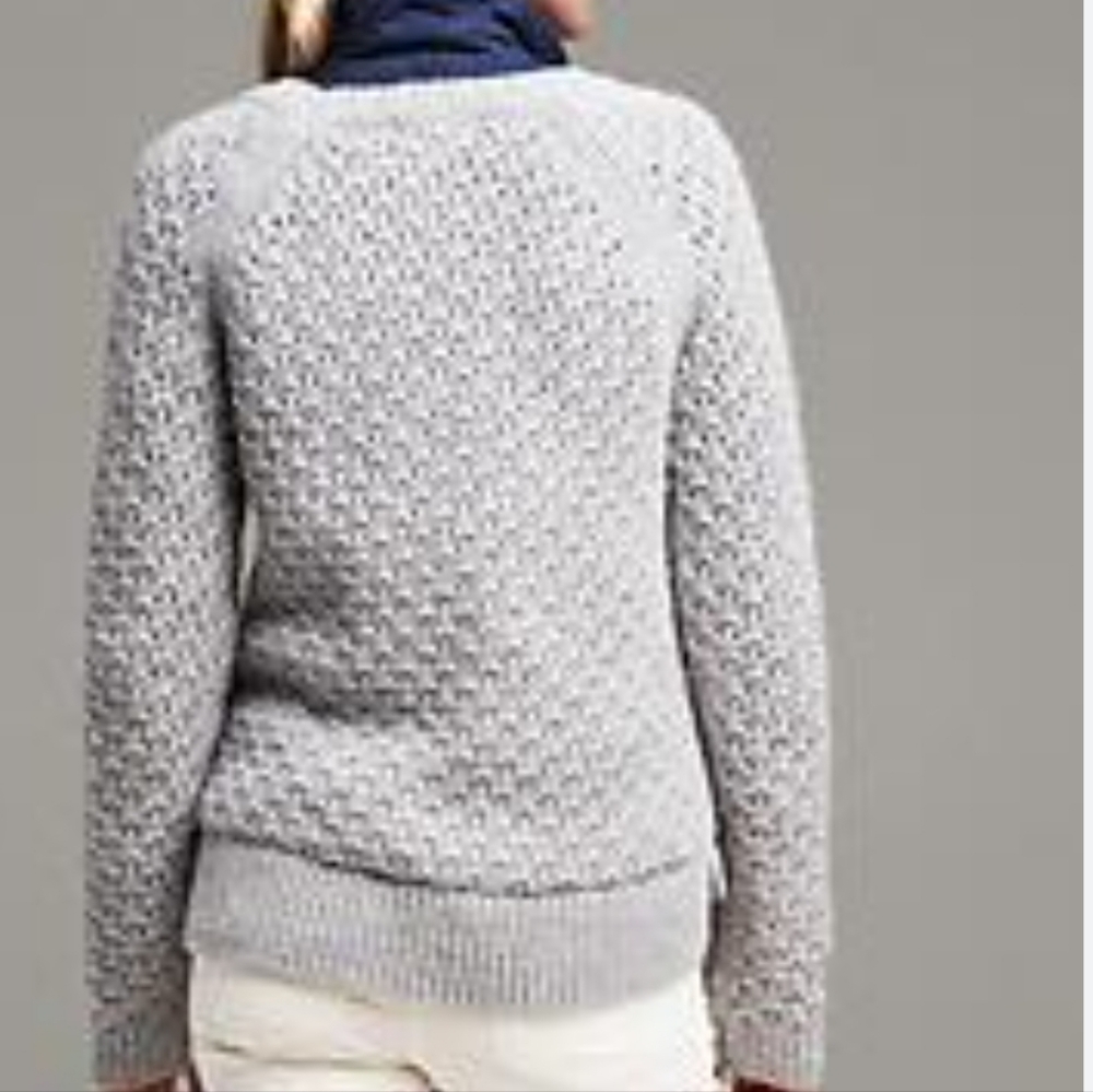 Banana Republic Merino Wool Blend Italian Yarn Light Grey Knit Sweater Size S